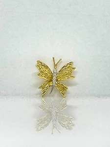 Vintage Tiffany & Co Diamond Butterfly Brooch Pin 0.09 ct 18k Yellow Gold & Plat - Picture 1 of 3