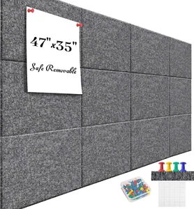 Large Office Cork Board Alternative - 47"X35"12 Pack Felt Wall Tiles Self-Adhesi - Picture 1 of 12