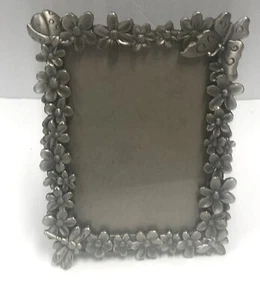 Marco de fotos floral plateado metal Ladybug mariposa libélula abeja soporte libre de colección - Imagen 1 de 15