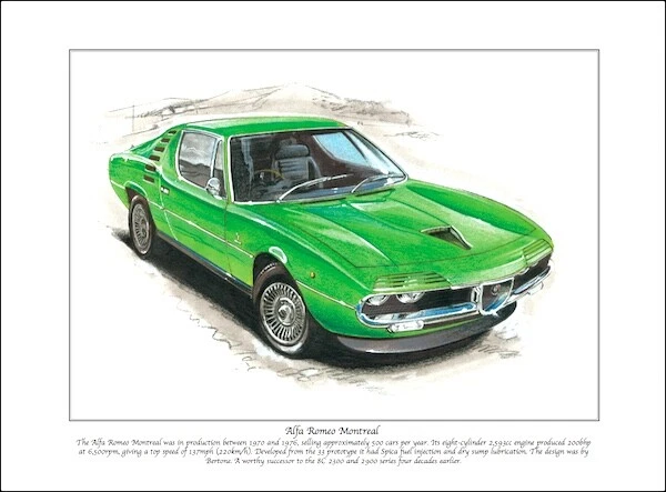 ALFA ROMEO MONTREAL - Fine Art Print A4 size - Classic 1970's Italian Sports Car - image 1 of 1