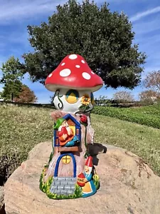 Mushroom Home Funny Garden Gnome Statue Resin Home Lawn Ornament Sculpture Decor - Picture 1 of 7