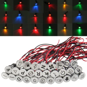 Metal 12-36V 10mm LED Dash Pilot Panel Indicator Warning Light Lamp Car Boat Van - Picture 1 of 11