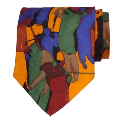 Corbata de seda de colección Ralph Marlin para hombre novedad años 90 COLLAGE JUGADOR DE GOLF 1997 NUEVA DE STOCK Foto 1 de 4