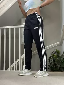 Pantaloni da pista Adidas Slim Fit taglia S conchiglia morbida nera bianca Y2K 00s - Foto 1 di 4
