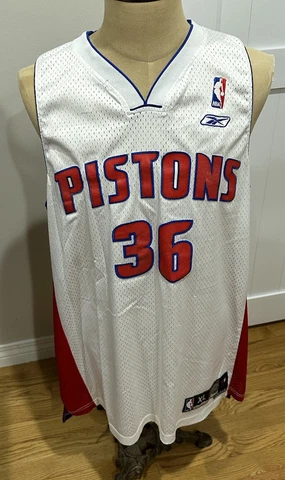 Vintage Reebok NBA Detroit Pistons Ben Wallace #3 Home White Jersey Mens XL Cover