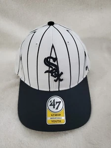 47 CHICAGO WHITE SOX KIDS MVP PINSTRIPE SNAPBACK HAT YOUTH WHITE BLACK NEW - Picture 1 of 8