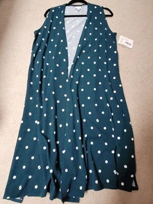 Chaleco Plumero Lularoe Joy - Mediano - Nuevo con Etiquetas - Azul con Lunares Blancos Foto 1 de 4