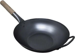 VG® Commercial Grade Authentic Carbon Steel Wok Heavy Duty Wooden Handle 16 Inch - Picture 1 of 4