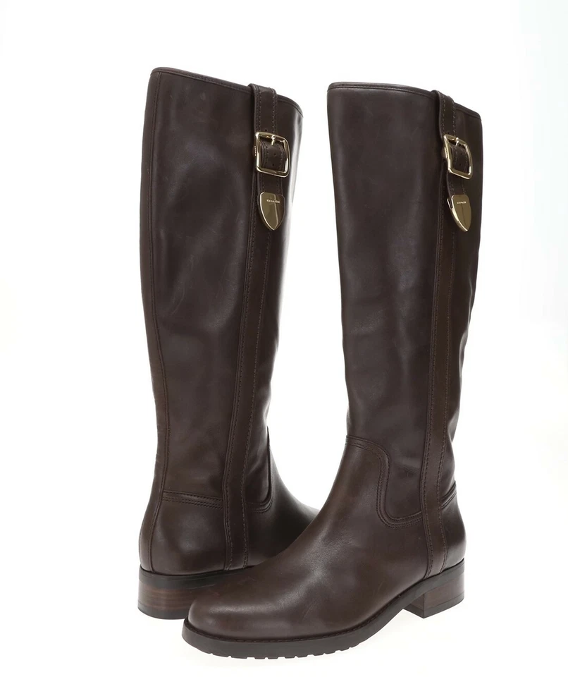 Botas para mujer COACH Easton 160134 de cuero marrón talla 7 B/37 Foto 1 de 4