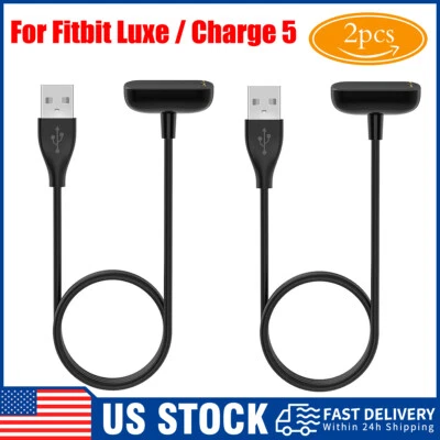 2x Replacement Charging Cable Cord Accessories for Fitbit Luxe/Charge 5/Charge 6