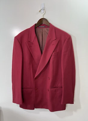 Blazer United Colors of Benetton Para Hombres Mezcla de Lana Italiana Talla 48 Borgoña Preppy Foto 1 de 4