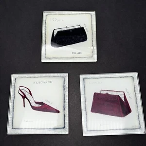 Vintage Elegance Fashion Glass Tile Coasters (3) - Picture 1 of 6