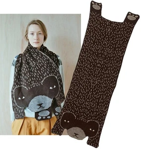 Donna Wilson Bear Schal Halstuch 100 % Lammwolle hergestellt in Schottland neu mit Etikett UVP 176 £ braun - Bild 1 von 8