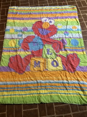 复古芝麻街绗缝毯 Big Bird Elmo 饼干 Twin ABC  — 第 1/4 张图片