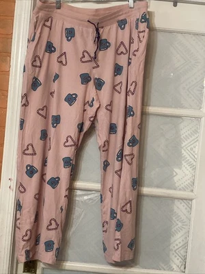 Calça de dormir feminina Life Is Good Cocoa and Candy Cane rosa aconchegante lounge GG - Imagem 1 de 4