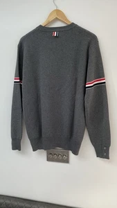 Thom Browne Tricolour Milano Stitch Grey Knitwear Sweater Size 4 New With Tags - Picture 1 of 10