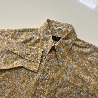 Camisa De Colección Años 70 Para Hombre L Floral Hippy Daggar Cuello Puritano Manga Larga Botón Foto 1 de 4
