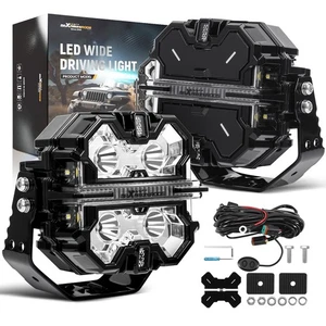 LED Light Bar 5inch Square Spot Flood Side Shooter White Amber DRL 21360LM IP68 - Picture 1 of 18