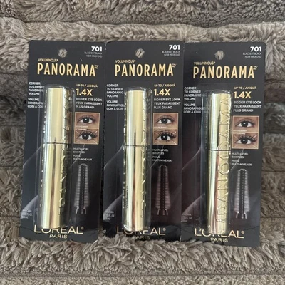 3PK Loreal Voluminous Panorama Mascara ~ 701 Blackest Black ~ 0.33 FL OZ  - Image 1 of 3