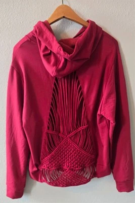 Carbon38 红色连帽卫衣,背面有惊人花边细节大号 — 第 1/4 张图片