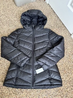 New Charter Club Removable Hood Down Jacket Puffer Women's Large Black - Image 1 of 4