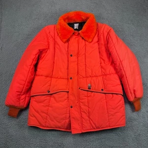 Vintage Refrigiwear Mantel Herren XL Blaze Orange Jagdjacke Warm Puffy - Bild 1 von 14