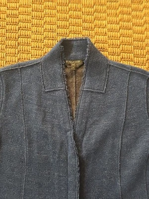 Chaqueta Eileen Fisher 96 % lana merino azul ajustada con botones talla pequeña grande Foto 1 de 4