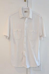 Faherty Knit Button Up / Polo Shirt in White Men's L Double Chest Pocket - Picture 1 of 9