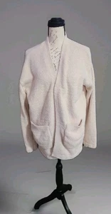 Volcom Lived in Lounge Sherpa Cardigan Sweater Cream M/L Cozy Open Front Pockets - Picture 1 of 9