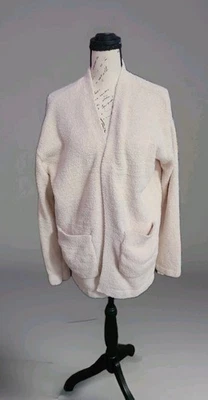 Volcom Lived in Lounge Sherpa Cardigan Sweater Cream M/L Cozy Open Front Pockets - Image 1 of 4
