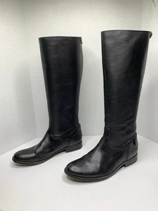 Frye Melissa Equestrian Size 9 Button Back Zip Up Black Boots P111 - Picture 1 of 24