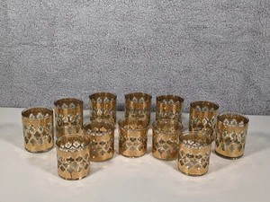 Set 12 Bicchieri Culver Valencia Oro 22K e Verde Cocktail Highball Lowball MCM - Foto 1 di 5