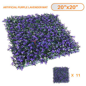 20'' Artificial Hedge Faux Purple Lavender Leaves Fence Screen Panel Wall Decor