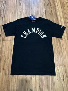 Champion Men's Cotton Logo Graphic T-Shirt Small Black/White Crewneck Standard - Picture 1 of 5