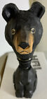 Vtg Hand Carved /Painted Oenophilia Fauna Bear Wine Stopper W/Black Nickel Base