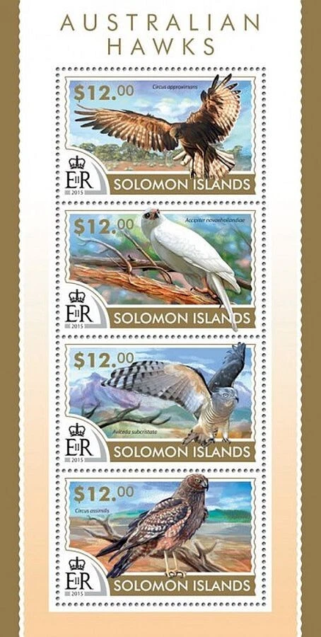 AUSTRALIA HAWKS Birds/Bird MNH 4v-Stamp Sheet #1710 (2015 Solomon Islands) — 第 1/1 张图片
