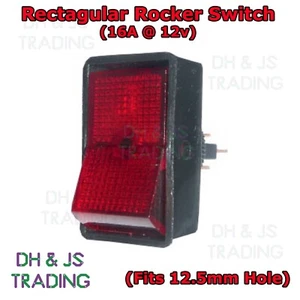 Red Illuminated Rocker Switch 16a 12v On/Off Car Van Dash Marine Boat Quad - Picture 1 of 1
