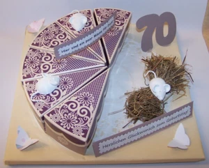 Geldgeschenk 70. Geburtstag, Tortenstücke, Geld verpacken, GeschenkverpackungNEU - Bild 1 von 5