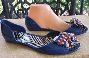 MISSONI Italy Women's Sandal Size 9 D'Orday 39 Jelly Flat Electric Blue Bow - Picture 1 of 4
