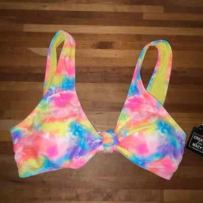 CALIFORNIA WAVES Juniors' Tie-Dyed Knotted Bralette Bikini Top large  - Image 1 of 4