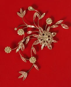 VINTAGE DESIGNER SIGNED ALEX & ANI SILVER TONE RHINESTONE FLOWER BROOCH HUGE ! - Picture 1 of 2