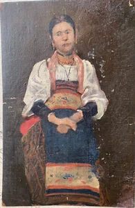 ::ÖLGEMÄLDE PORTRÄT JUNGE FRAU IN TRACHT ITALIENISCHE HERKUNFT - Picture 1 of 9