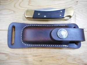 Buck 110 Horizontal draw leather knife sheath .  Crazy Horse Brown leather. - Picture 1 of 10