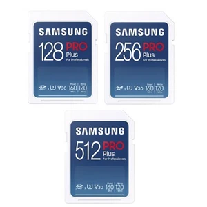 New Samsung PRO Plus 128GB 256GB 512GB SDHC SDXC SD Card UHS-I U3 V30 160MB/s - Picture 1 of 16