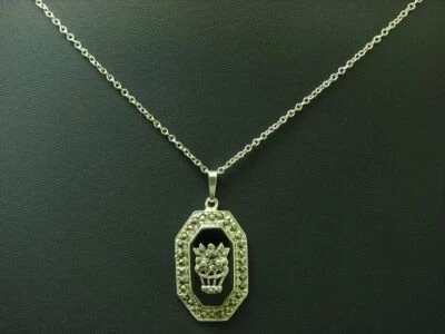 835 Cadena de Plata & 925 Plata de Ley Colgante con Onix & Marcasita / 62,0 CM - Imagen 1 de 4