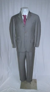 Polo Ralph Lauren Corneliani Gray Striped Side Adjuster Three Button Suit 38S - Picture 1 of 16
