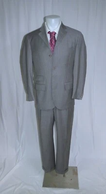 Polo Ralph Lauren Corneliani Gray Striped Side Adjuster Three Button Suit 38S - Image 1 of 4