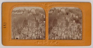 Paris STEREO B.K - Cimetière du Père Lachaise c.1868 - Vintage print - Colorisée - Picture 1 of 2