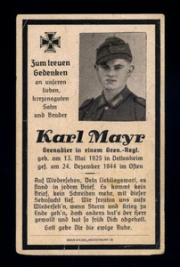 andachtsbild sterbebild SOLDAT, MILITÄR-KARL MAYR 1944 - Bild 1 von 2