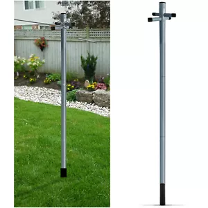 PRO 2.4m Galvanised Heavy Duty Clothes Washing Line Post Pole With Socket - Picture 1 of 10